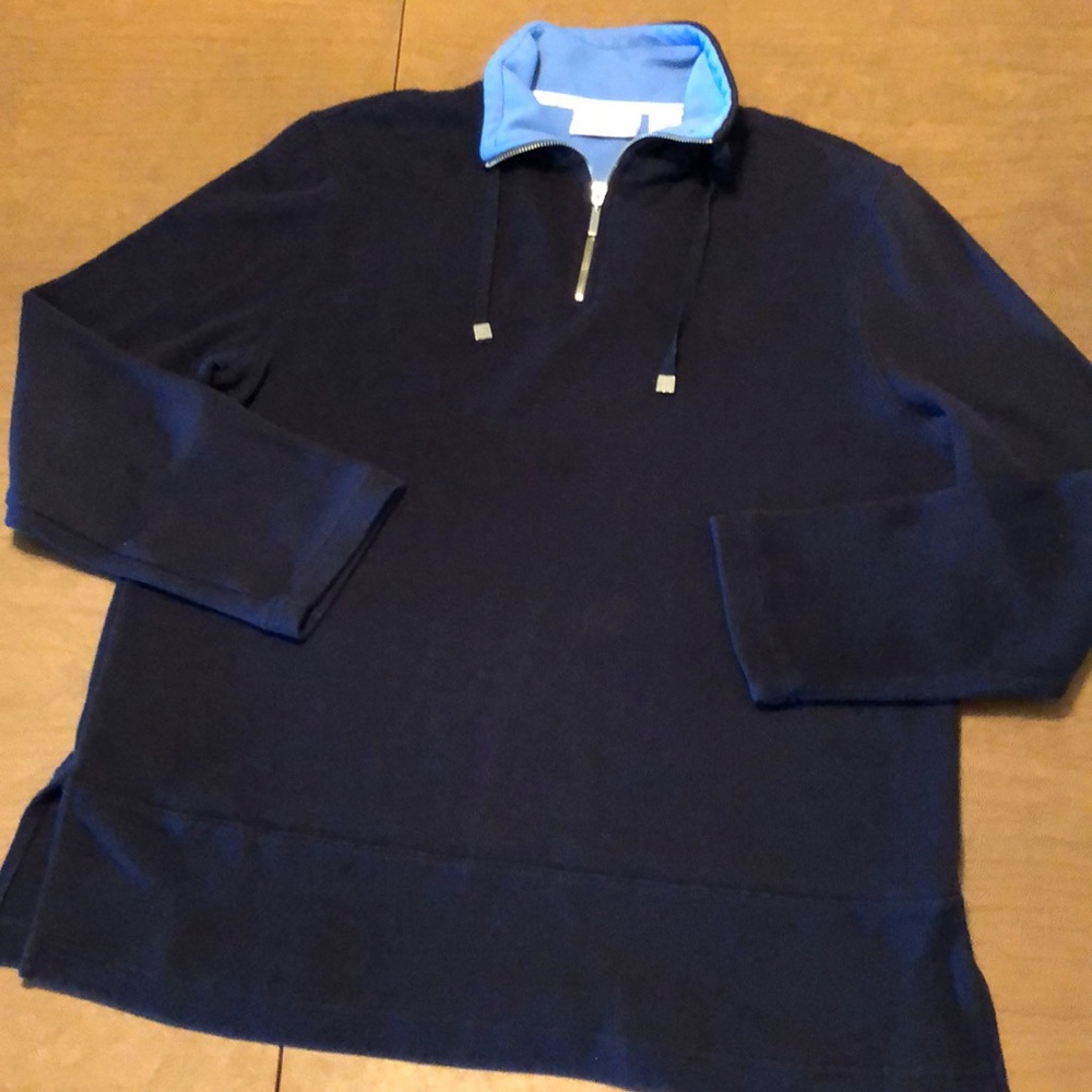 Meg Allen Navy Blue 1/4 Zip Pullover Sweatshirt L